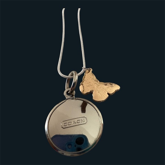 Coach Silver Necklace with Blue Butterfly Charm - Picture 2 of 5
